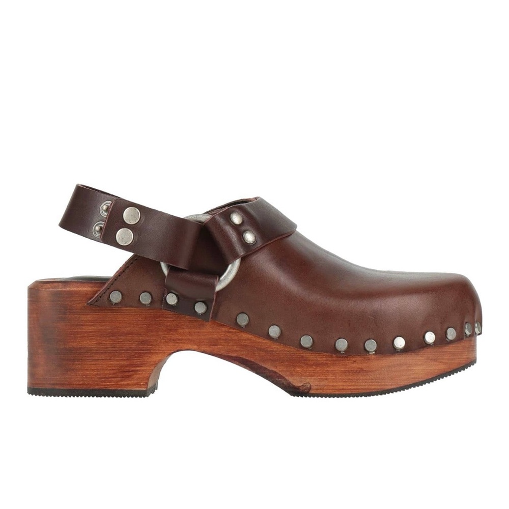Re/Done Dark Brown Leather Mules